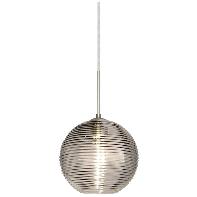 Image 1 Besa Kristall 8" Wide Smoke/Satin Nickel Pendant