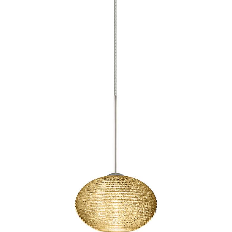 Image 1 Besa Lasso 4 3/4"W Nickel Gold Glitter Glass Mini Pendant