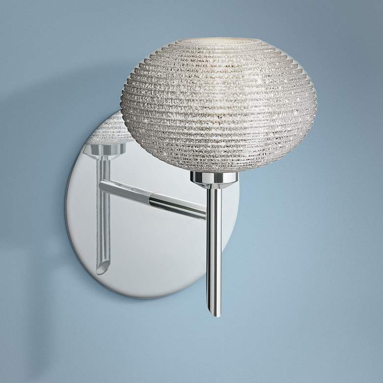 Image 1 Besa Lasso 7" High Chrome Glitter Glass LED Wall Sconce