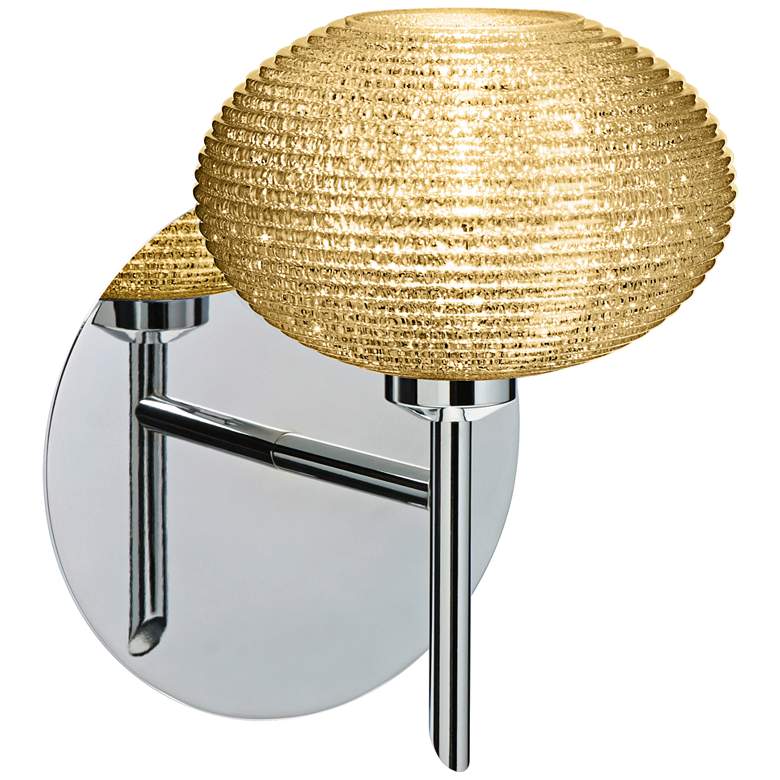 Image 1 Besa Lasso 7" High Chrome Gold Glitter Glass LED Wall Sconce