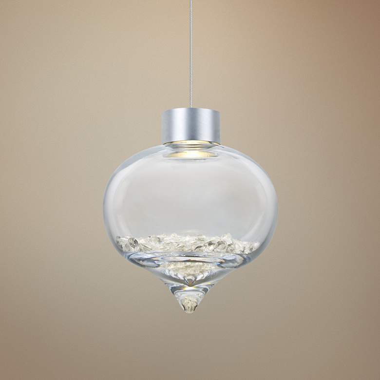 Image 1 Besa Lighting Terra 8" Wide Nickel and Crystal Glass LED Mini Pendant