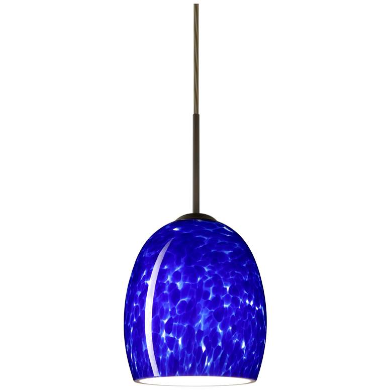 Image 1 Besa Lucia 6 1/4" Blue Cloud/Bronze LED Mini Pendant