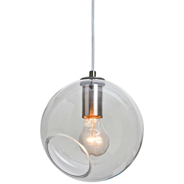 Image 1 Besa Maestro 8 8"W Satin Nickel and Clear Glass Mini Pendant