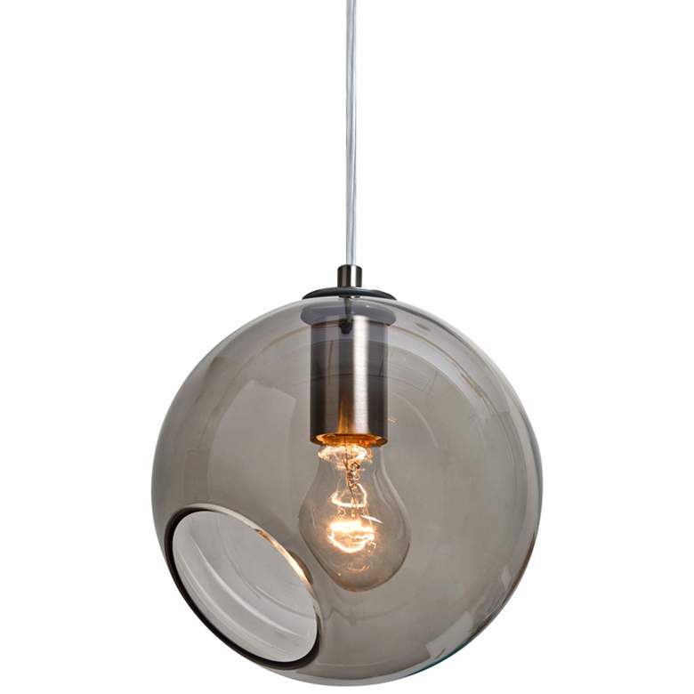 Image 1 Besa Maestro 8 8"W Satin Nickel and Smoke Glass Mini Pendant