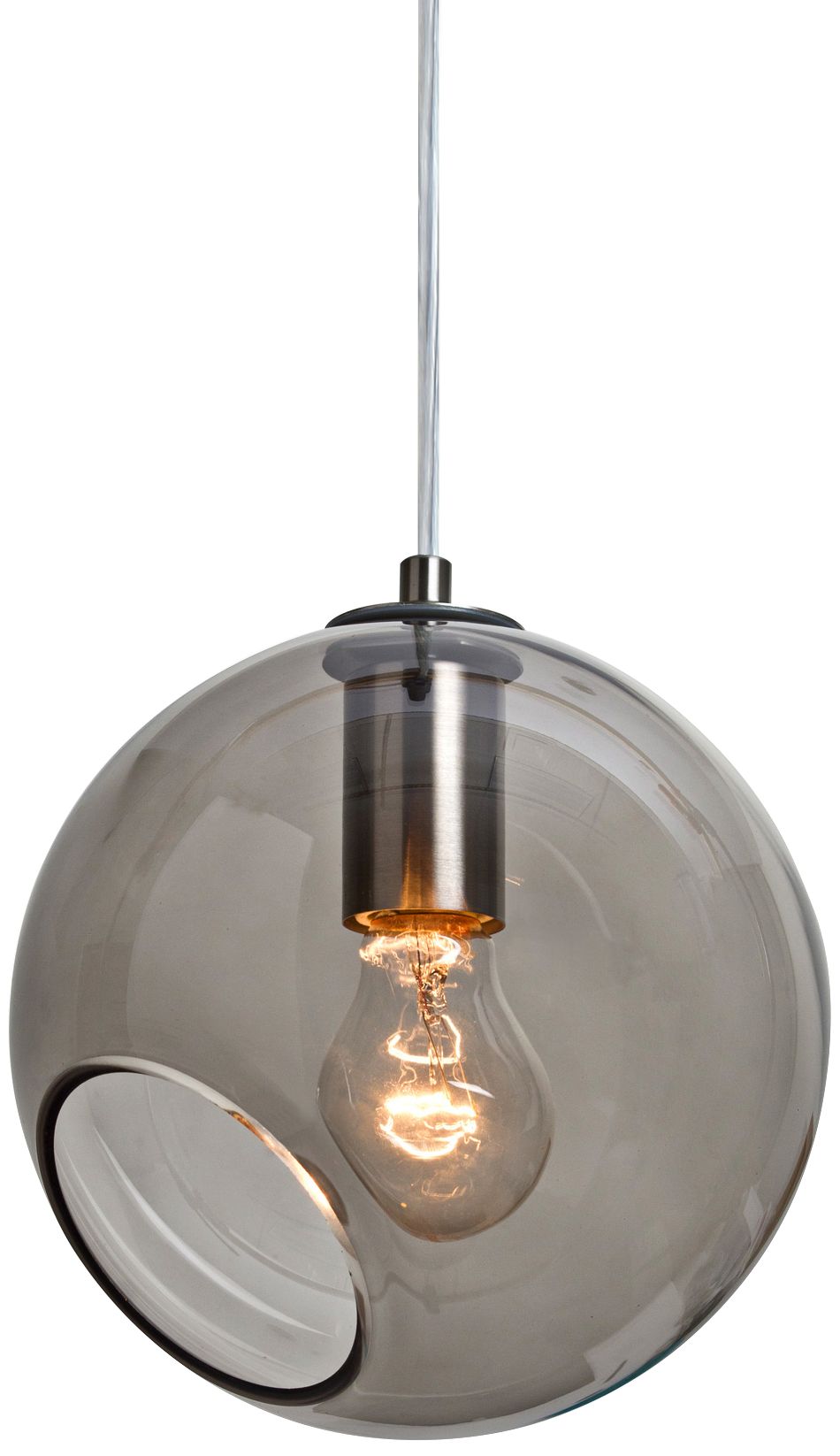 Besa, Maestro 8 Cord Pendant, Smoke, Satin Nickel Finish, 1x60W Medium base