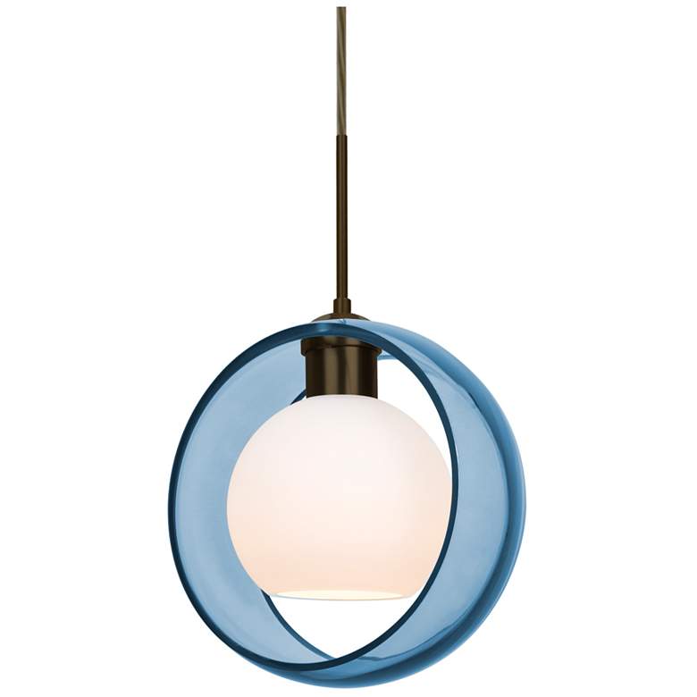 Image 1 Besa Mana 9" Wide Transparent Blue/Opal/Bronze Pendant