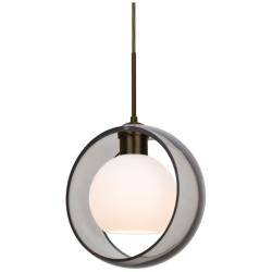Besa Mana 9" Wide Transparent Smoke/Opal/Bronze Pendant