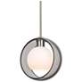 Besa Mana 9" Wide Transparent Smoke/Opal/Satin Nickel Stem Pendant