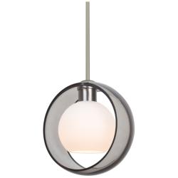Besa Mana 9" Wide Transparent Smoke/Opal/Satin Nickel Stem Pendant