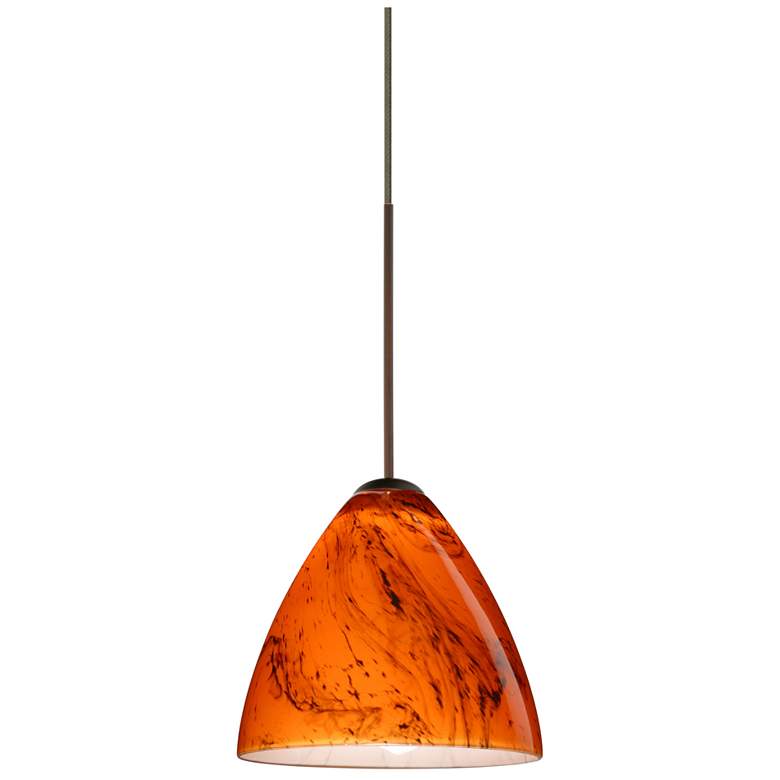 Image 1 Besa Mia 5" Wide Habanero and Bronze Mini Pendant