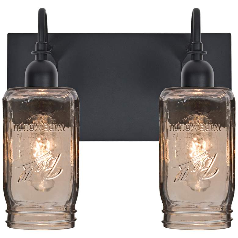 Image 2 Besa Milo 10 3/4 inchH 2-Light Black Smoke Sconce