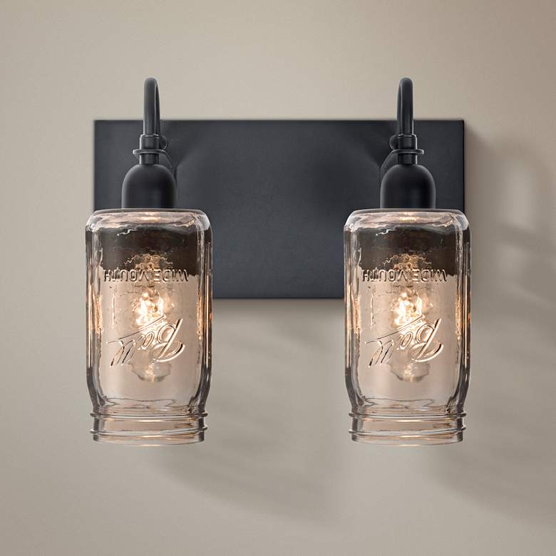 Image 1 Besa Milo 10 3/4 inchH 2-Light Black Smoke Sconce