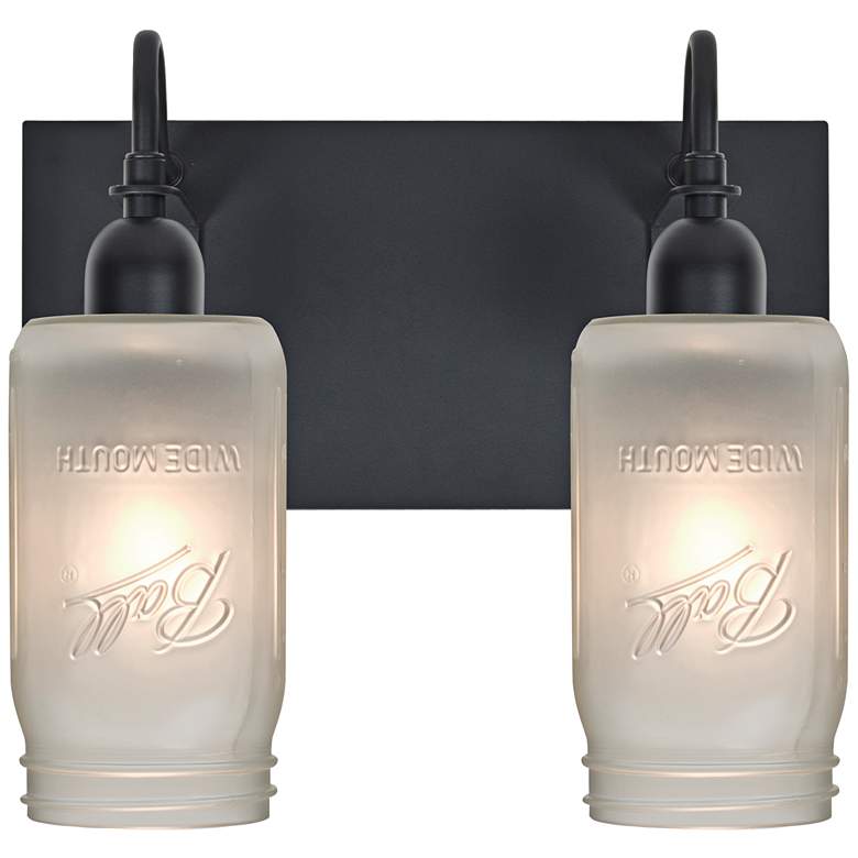 Image 2 Besa Milo 10 3/4"H 2-Light Black White Frost Bath Light