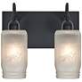 2_Besa Milo 10 3/4"H 2-Light Black White Frost Bath Light