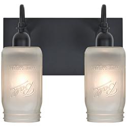 Besa Milo 10 3/4"H 2-Light Black White Frost Bath Light