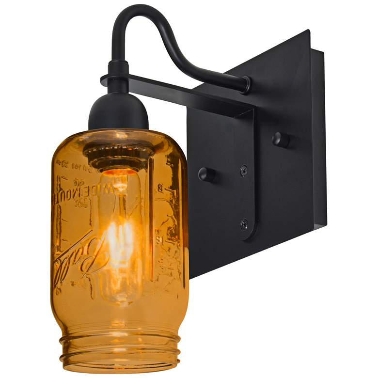 Image 1 Besa Milo 10 3/4"H Amber Ball Jar Glass Wall Sconce
