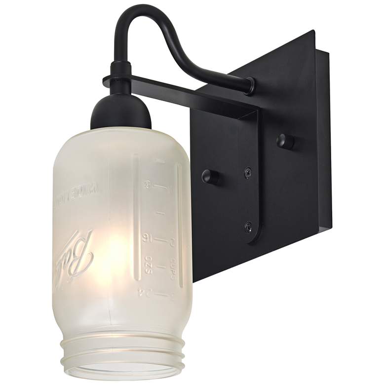 Image 1 Besa Milo 10 3/4"H Black White Frost Wall Sconce