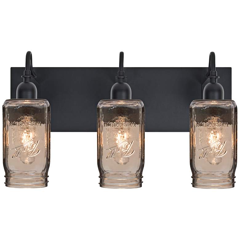 Image 2 Besa Milo 20"W 3-Light Black Smoke Bath Light