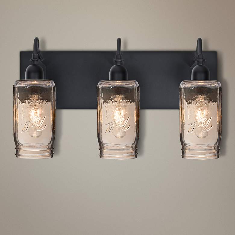 Image 1 Besa Milo 20"W 3-Light Black Smoke Bath Light