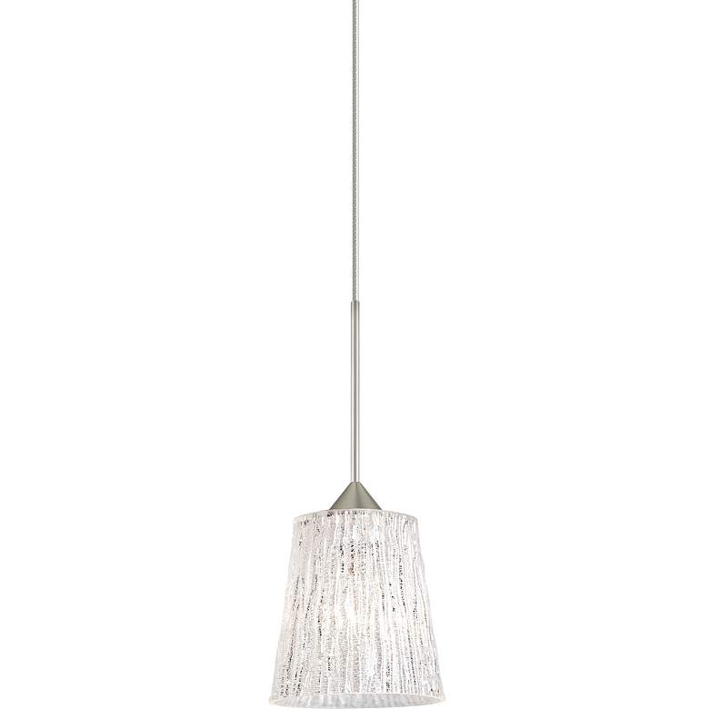Image 1 Besa Nico 4 3 1/2"W Nickel Glitter Stone Glass Mini Pendant