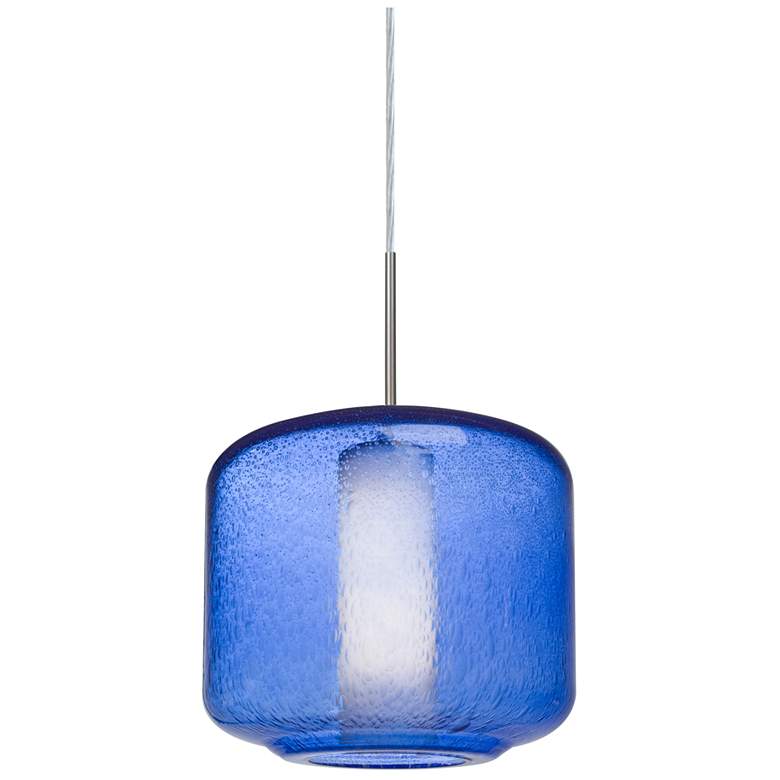 Image 1 Besa Niles 9 1/2" Wide Blue Bubble/Opal/Satin Nickel 1-Light Pendant