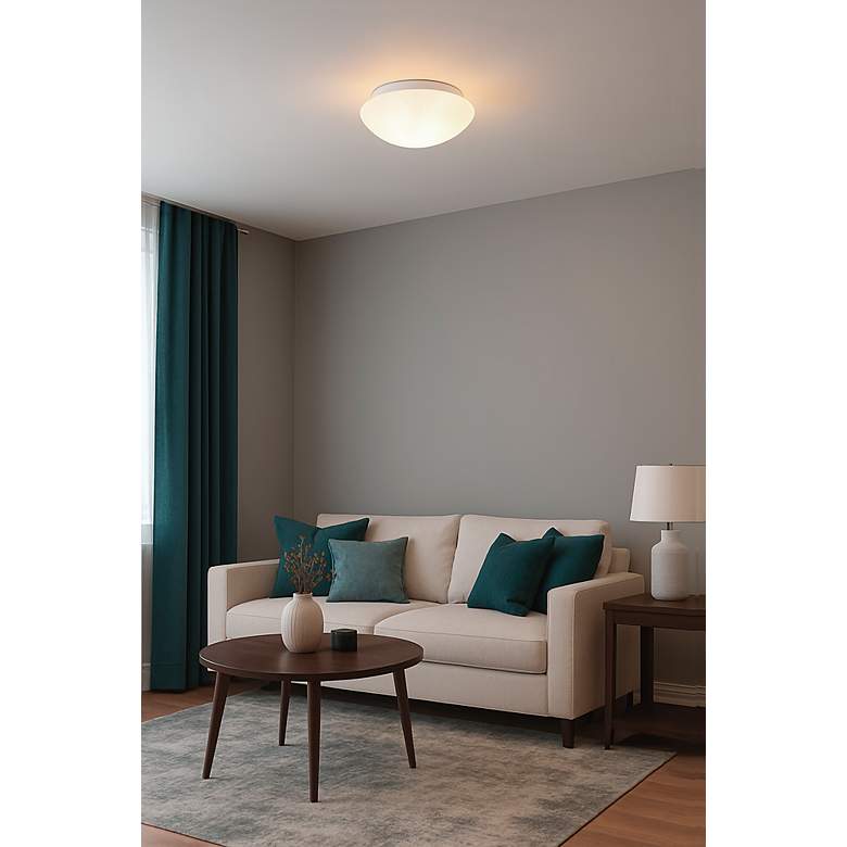 Image 3 Besa Nova 12 1/2" Wide Modern Dome Button White Ceiling Light more views