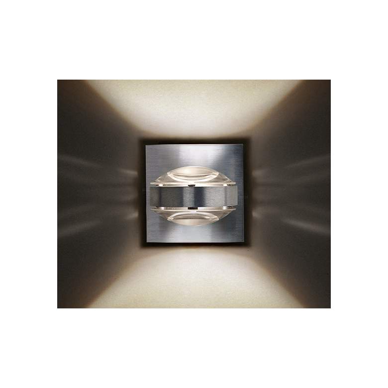 Image 2 Besa Optos 3 1/2" Wide Aluminum Clear Glass Wall Sconce more views