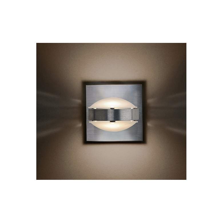 Image 2 Besa Optos 3 1/2" Wide Aluminum Frost and Frost Wall Sconce more views