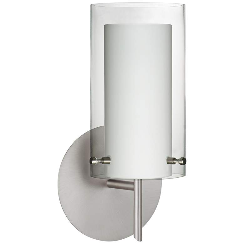 Image 1 Besa Pahu 10 3/4 inch High Satin Nickel Wall Sconce