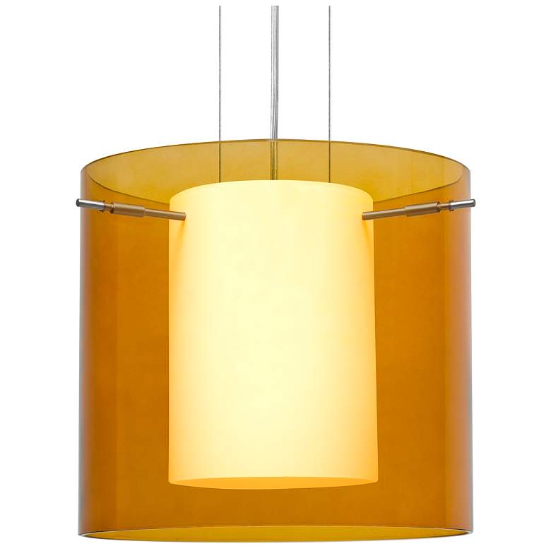 Image 1 Besa Pahu 12" Wide Transparent Armagnac/Opal/Satin Nickel Pendant Ligh