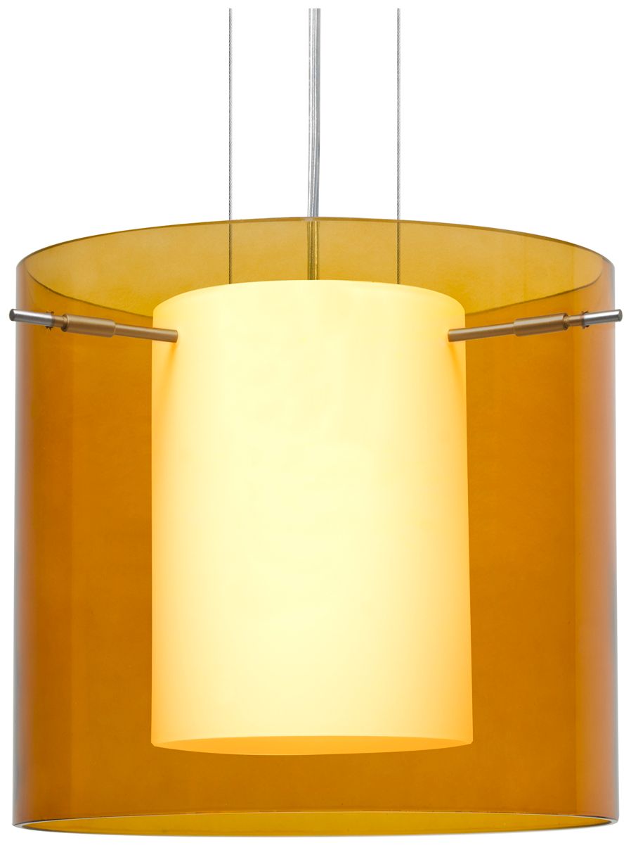 Besa Pahu 12"W Transparent Armagnac/Opal/Satin Nickel Pendant Made to Order