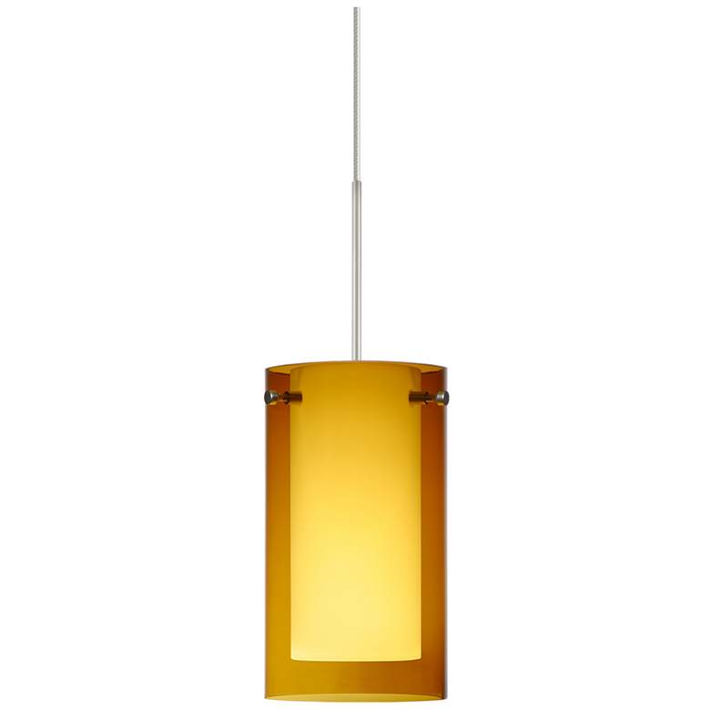 Image 1 Besa Pahu 4" Transparent Armagnac/Opal/Satin Nickel 1-Light Mini Penda