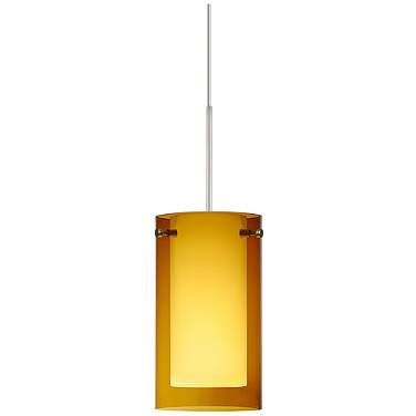 Besa Pahu 4" Transparent Armagnac/Opal/Satin Nickel 1-Light Mini Penda