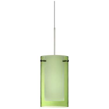 Besa Pahu 4" Transparent Olive/Opal/Satin Nickel Mini Pendant