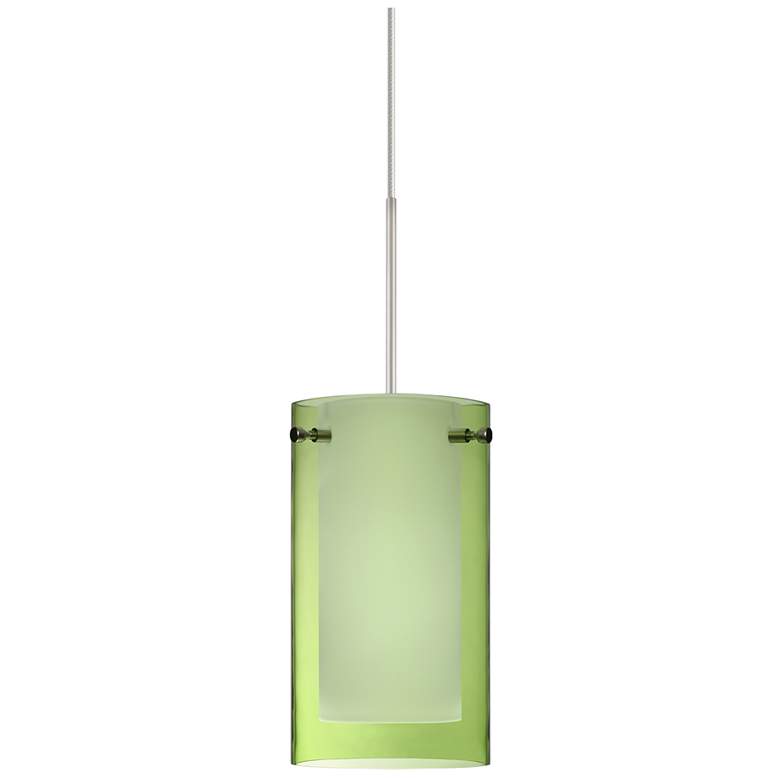 Image 1 Besa Pahu 4" Transparent Olive/Opal/Satin Nickel Mini Pendant