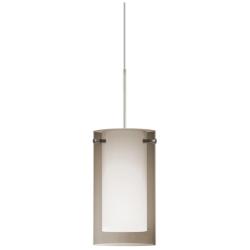 Besa Pahu 4" Wide Transparent Smoke/Opal/Satin Nickel LED Mini Pendant