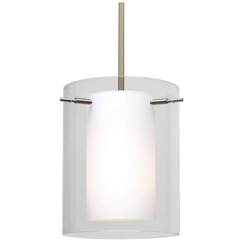 Image 1 Besa Pahu 8" Wide Clear/Opal/Satin Nickel Stem Pendant