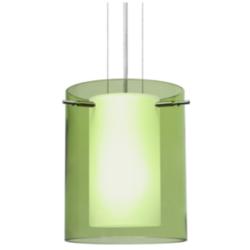 Besa Pahu 8" Wide Transparent Olive/Opal/Satin Nickel Cable Pendant