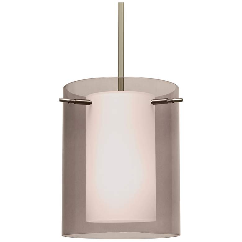 Image 1 Besa Pahu 8" Wide Transparent Smoke/Opal/Satin Nickel Stem Pendant