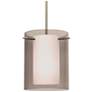 Besa Pahu 8" Wide Transparent Smoke/Opal/Satin Nickel Stem Pendant
