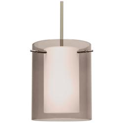 Besa Pahu 8" Wide Transparent Smoke/Opal/Satin Nickel Stem Pendant