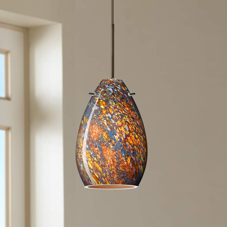 Image 1 Besa Pera 4 1/2" Wide Bronze Ceylon Glass Mini Pendant
