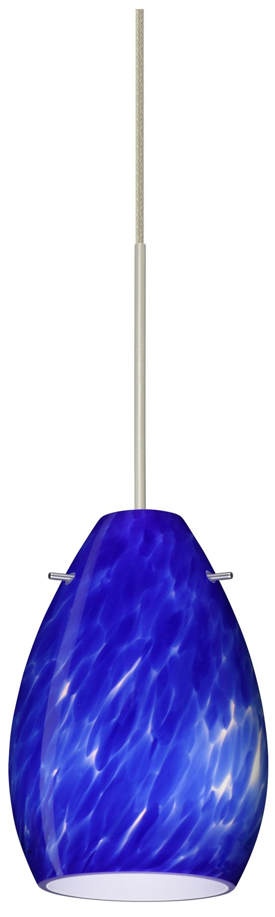 Besa Pera 6 1/2"H Blue Cloud/Satin Nickel LED Mini Pendant Made to Order