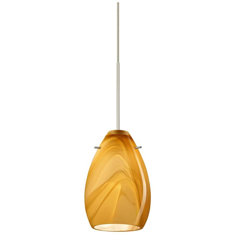 Image 1 Besa Pera 6 1/2" High Honey/Satin Nickel Mini Pendant