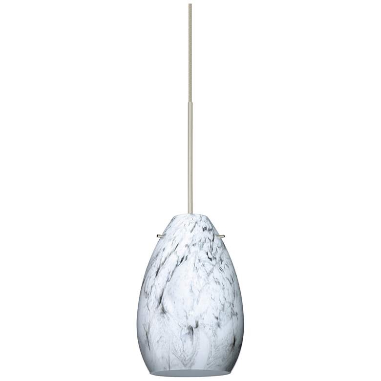 Image 1 Besa Pera 6 1/2" High Marble Grigio/Satin Nickel Mini Pendant