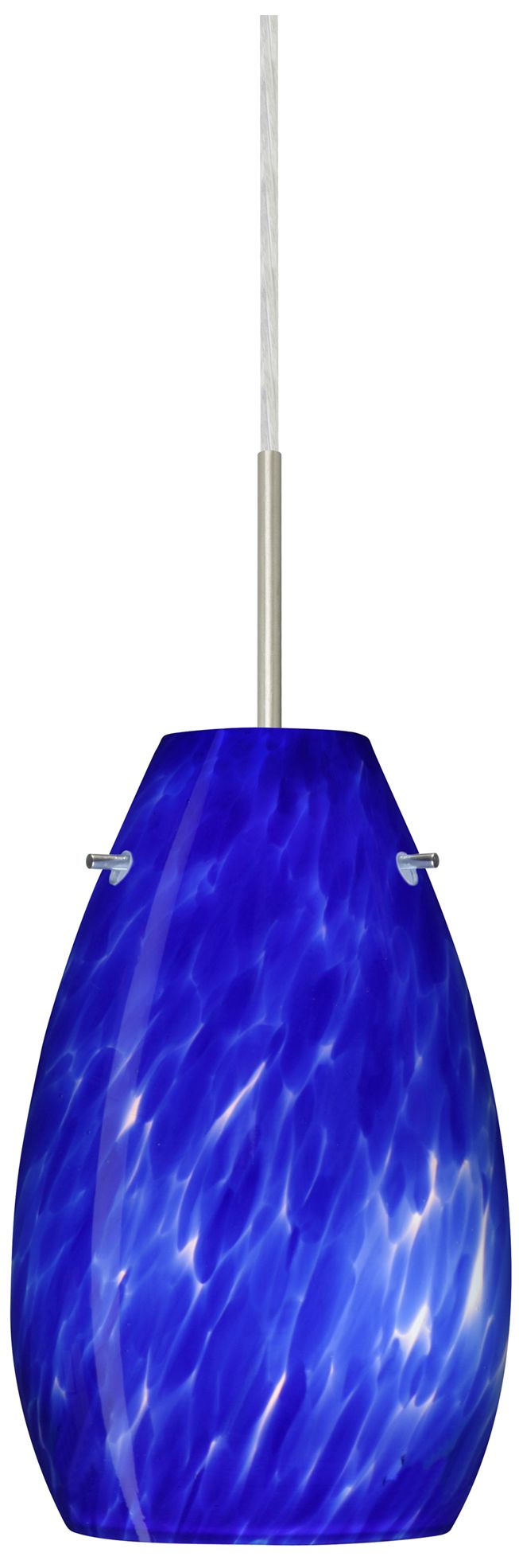 Besa Pera 9 1/2" High Blue Cloud/Satin Nickel Mini Pendant - Made to Order