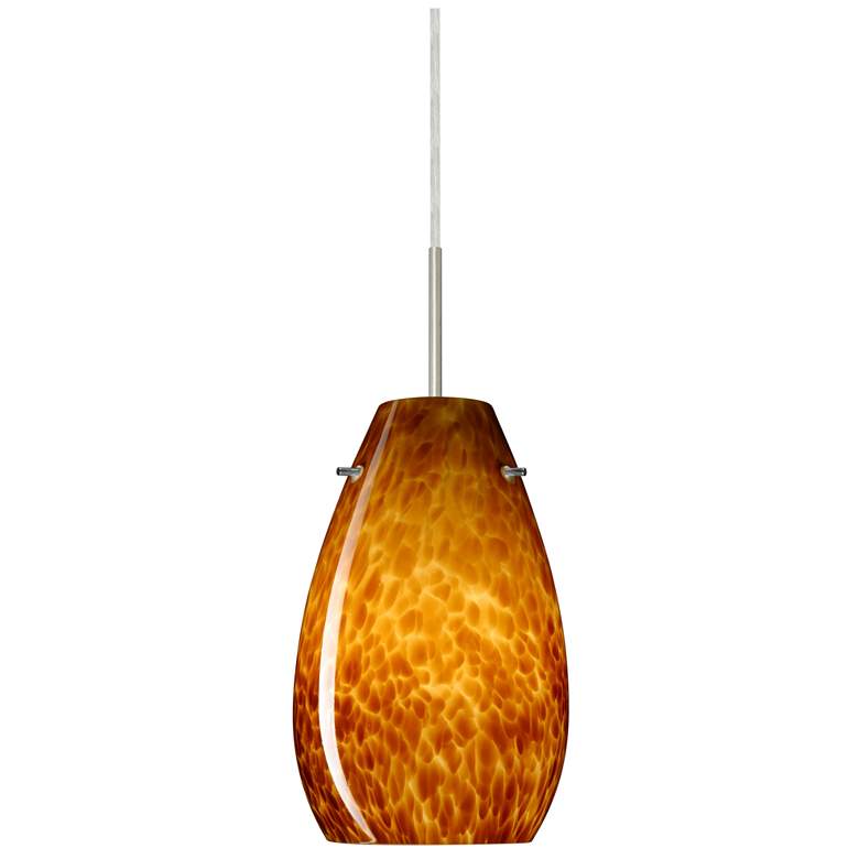 Image 1 Besa Pera 9 1/2" High Amber Cloud/Satin Nickel Mini Pendant