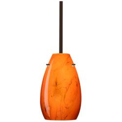 Besa Pera 9 1/2" High Habanero/Bronze LED Stem Pendant