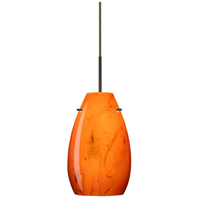 Image 1 Besa Pera 9 1/2" High Habanero/Bronze Pendant