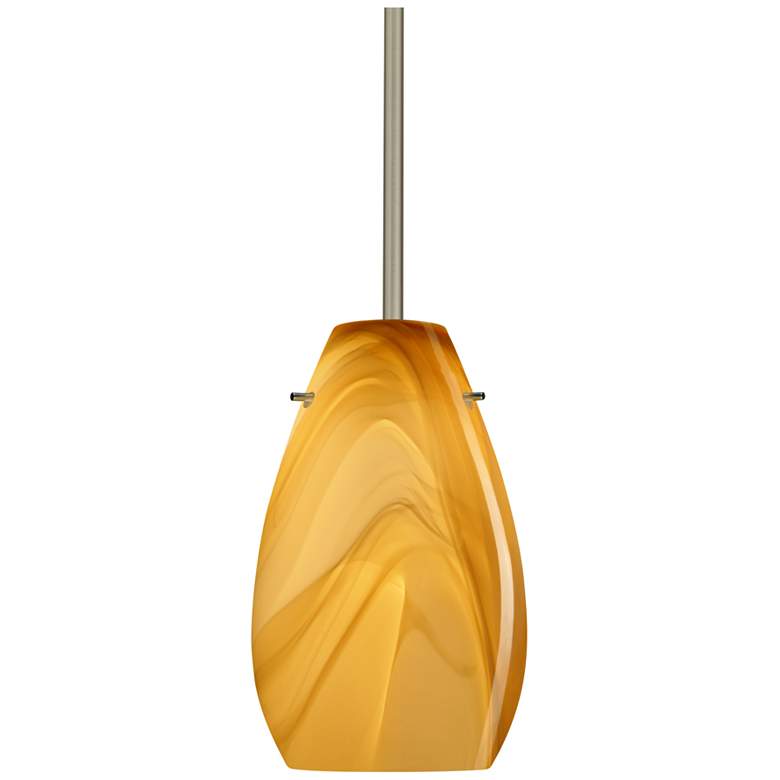 Image 1 Besa Pera 9 1/2" High Honey/Satin Nickel Stem Pendant